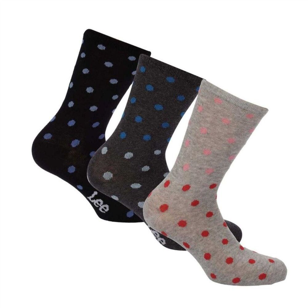 Lee Womens/Ladies Polka Dot Ankle Socks (Pack of 3) / Gray